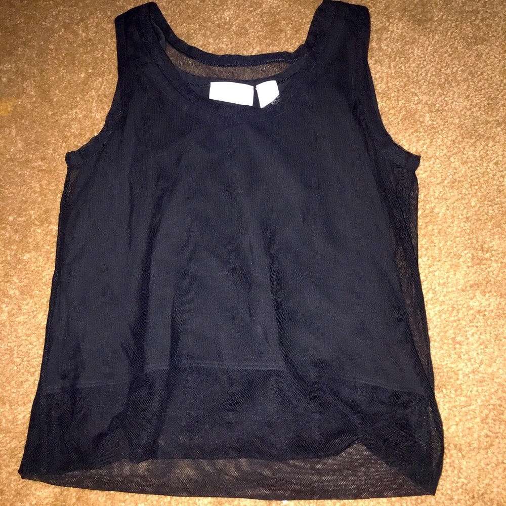 Liz Claiborne Petite Black mesh tank top